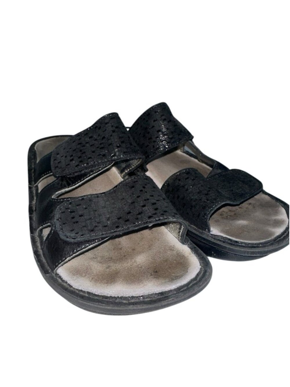 Alegria by PG Lite Camille Sandals Womens 37 Or 7 Slide Wedge Leather Black
